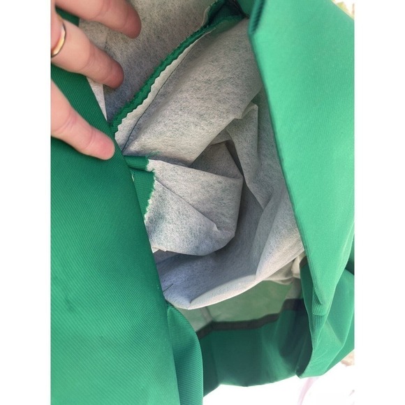 Vtg 50s Bubble Hem Cupcake Cocktail Dress Emerald Red Rose Accents Size 0 2 Prom - Picture 7 of 12